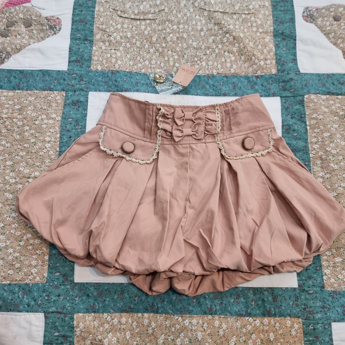 Liz Lisa 핑크 베이지 벌룬 멜빵 큐롯 팬츠  상품이미지5