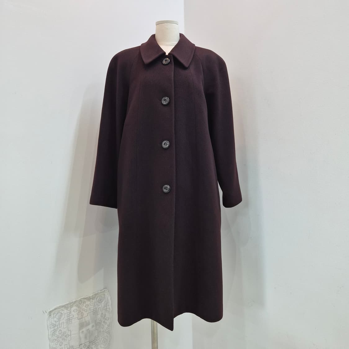 버건디 100% 캐시미어 여성 롱코트 상품이미지1