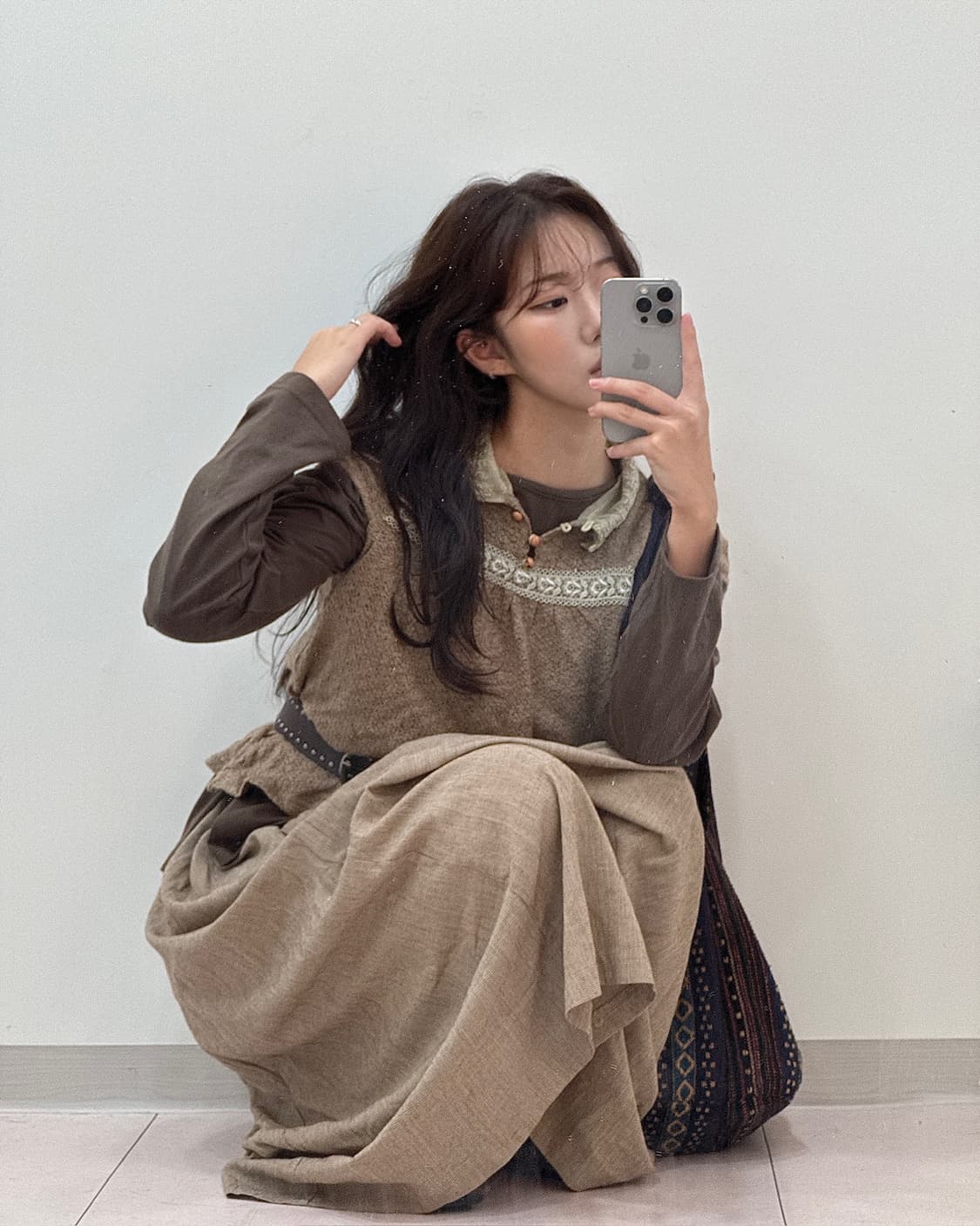 빈티지 코디, 모리룩, 모리걸, 가을 빈티지, 블라우스 레이어드 상품이미지4