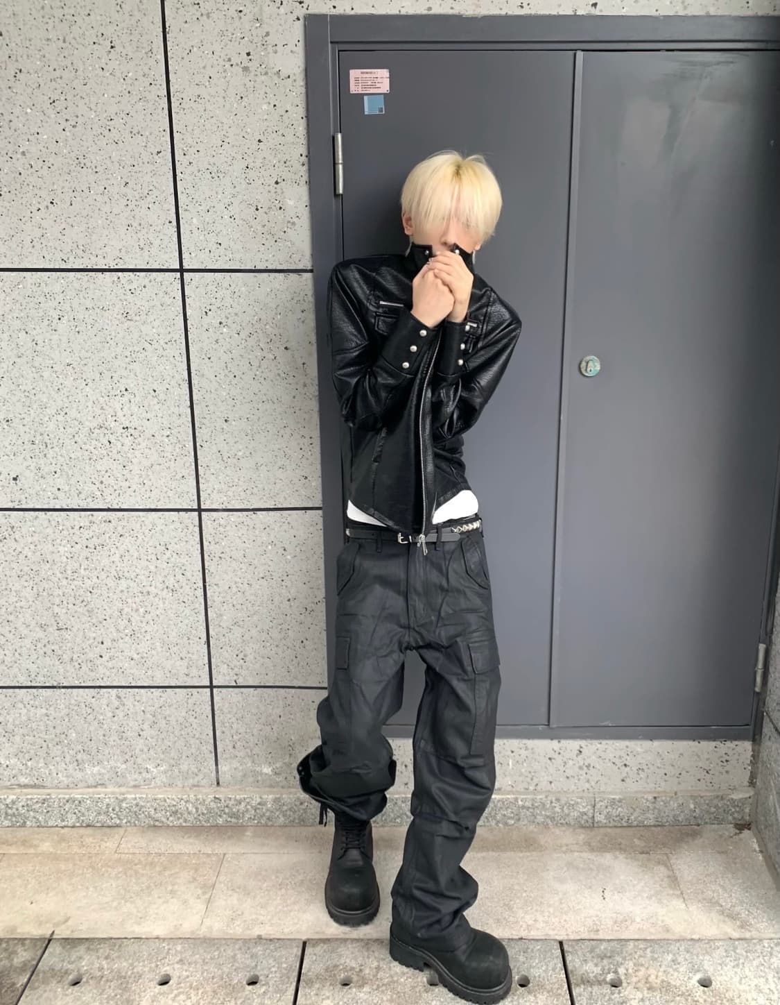 Knight Armor High-Neck Leather Jacket 상품이미지3