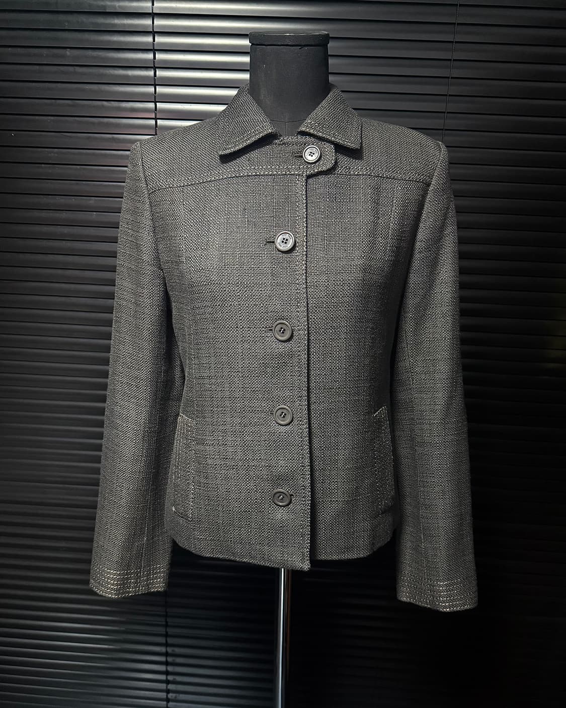 VINGT TROIS 울 트위드 단추 일본 빈티지 싱글 숏코트 크롭 자켓 상품이미지1