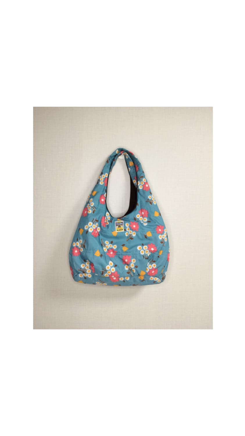 빈티지 플라워 프린팅 블루 패디드 토트백 숄더백 상품이미지1