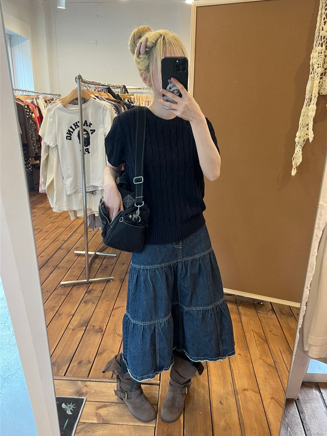 폴로 블랙 꽈배기 반팔 니트 상품이미지5