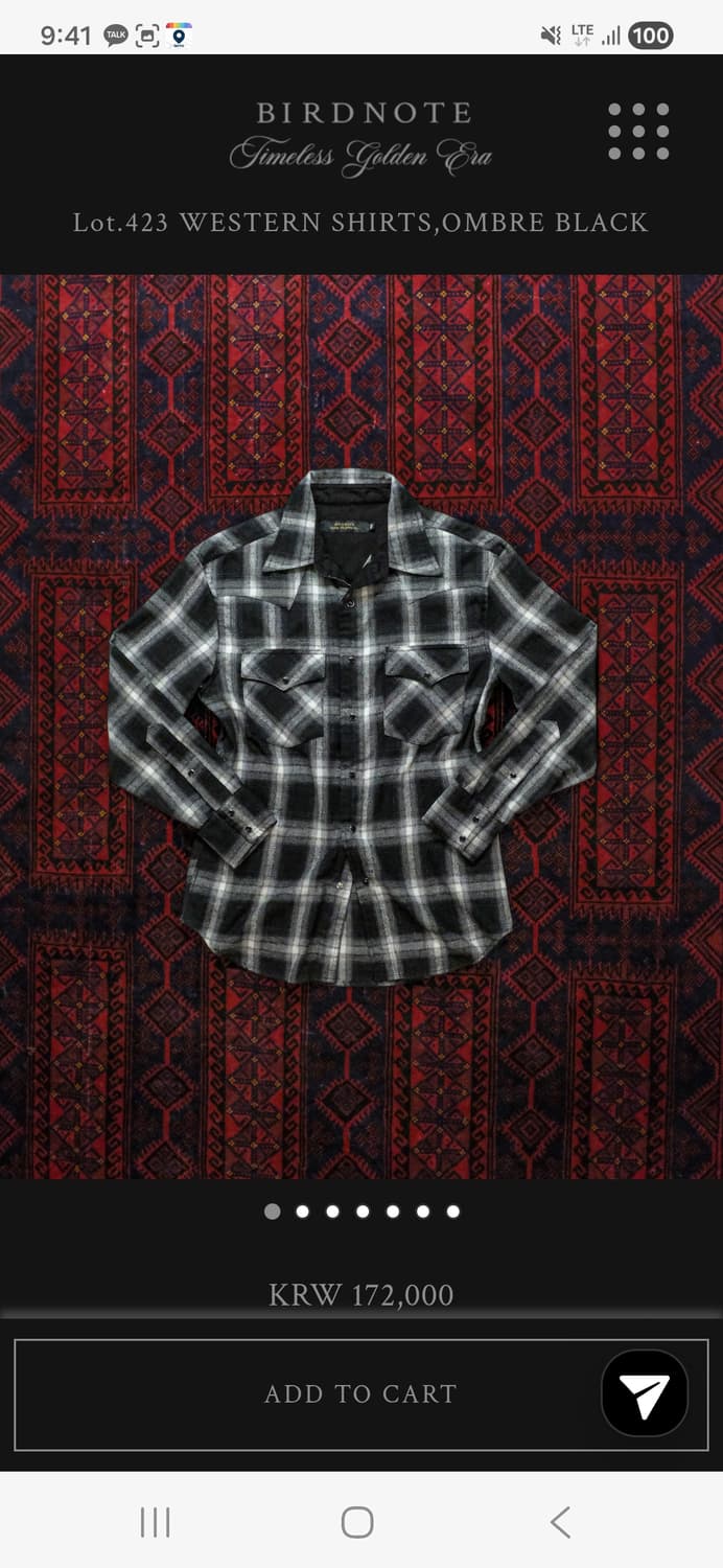 버드노트 웨스턴셔츠 46사이즈 상품이미지1