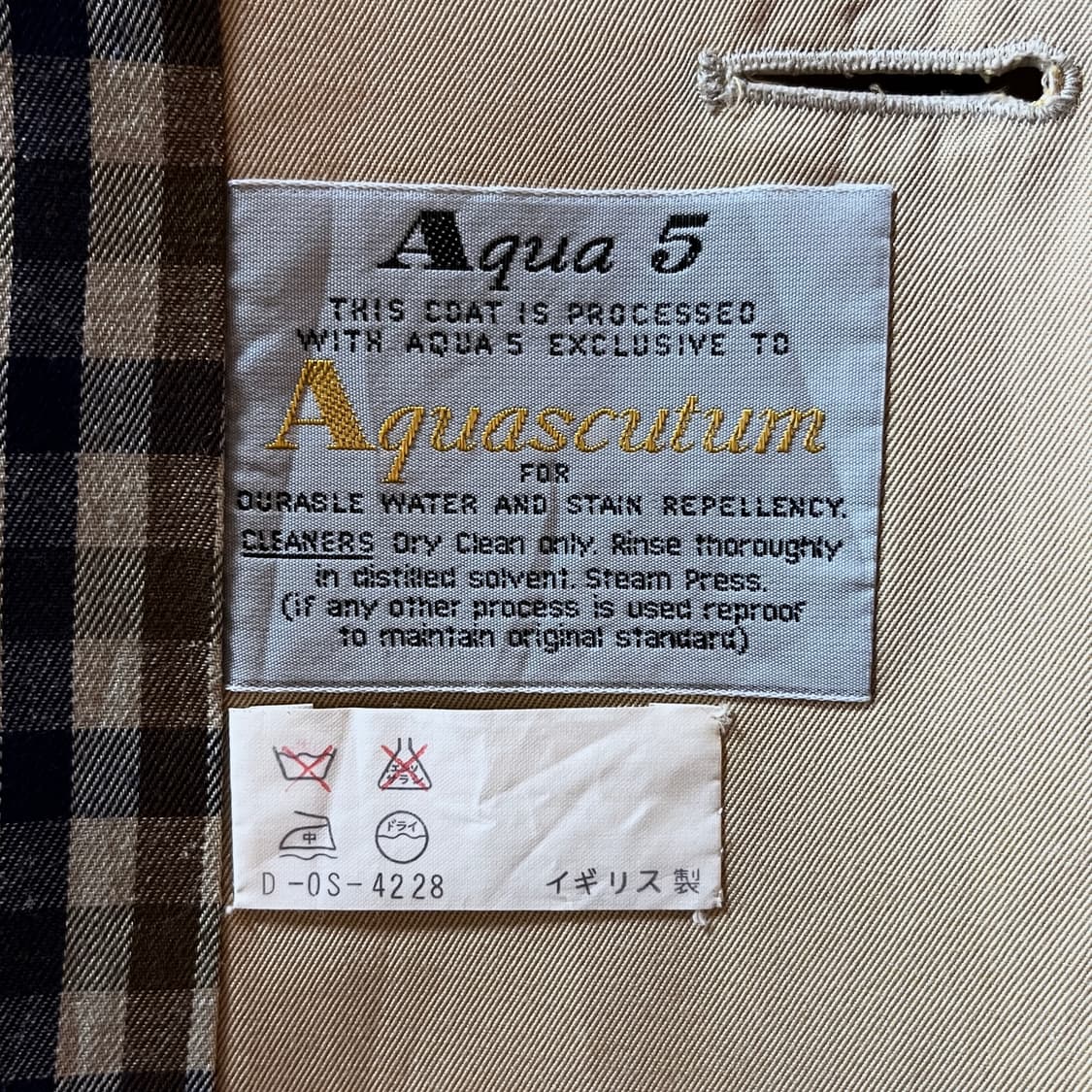 80s 아쿠아스큐텀 Aqua5 트랜치 코트 Made in England  상품이미지8