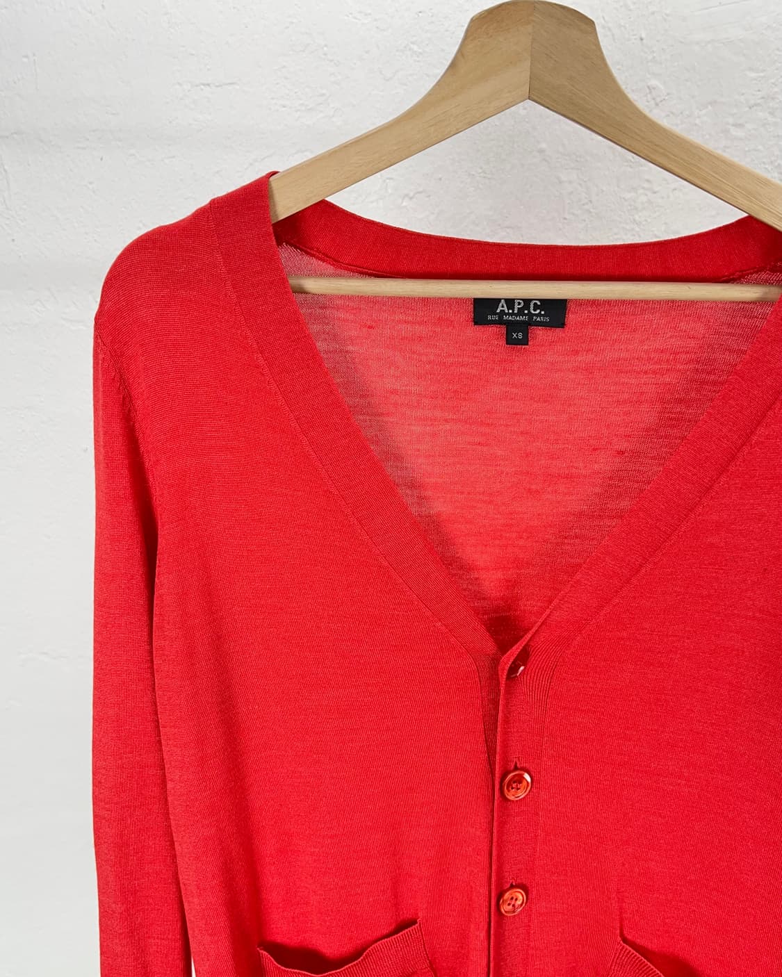 아페쎄 레드 울 실크 혼방 브이넥 니트 가디건 상품이미지2