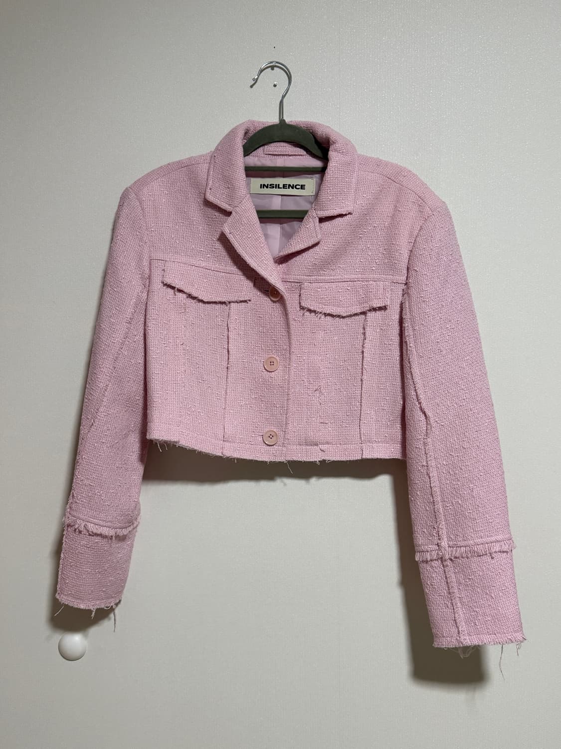 인사일런스 핑크 트위드 크롭 자켓 상품이미지1