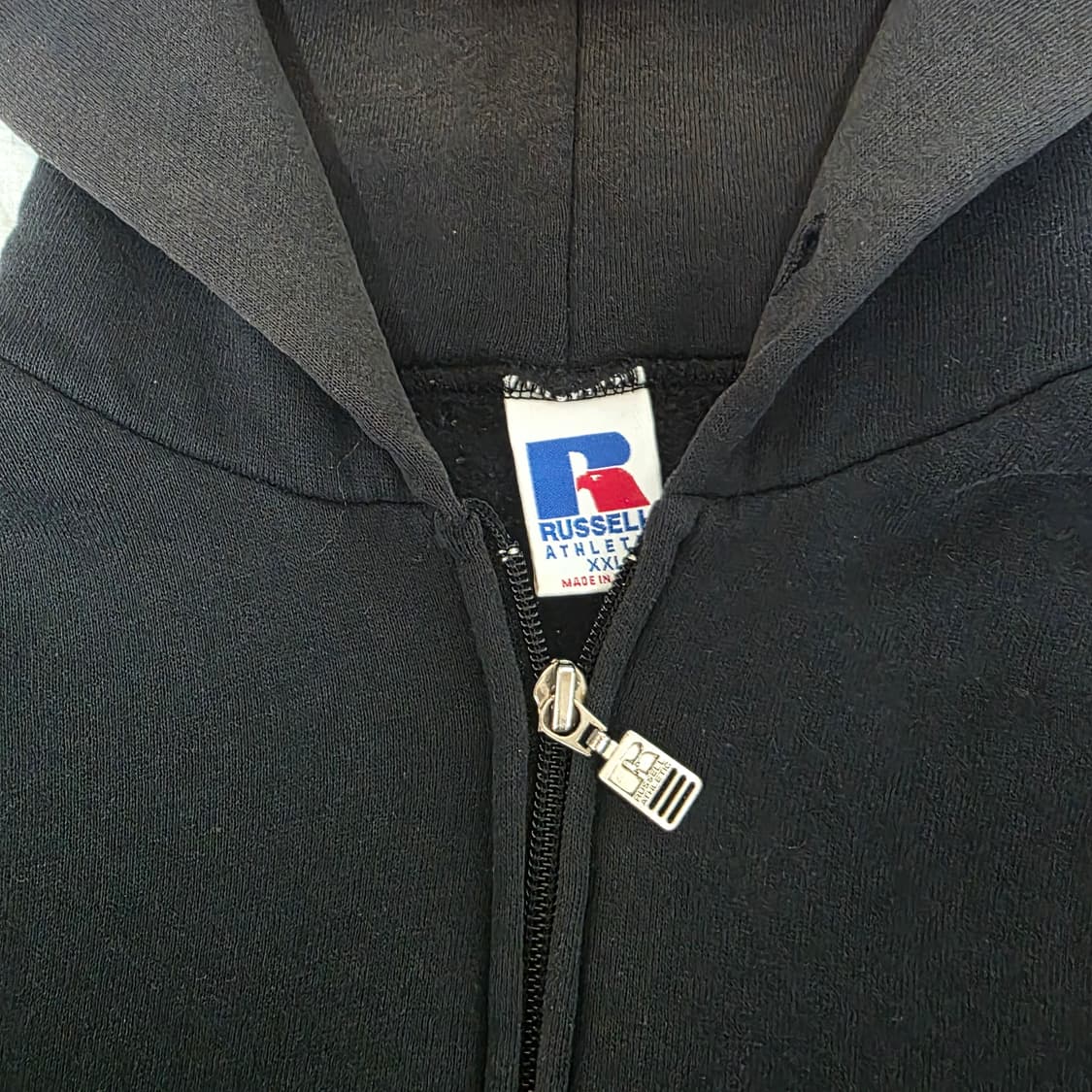[XXL] 90s 빈티지 러셀 애슬레틱 후드집업 블랙 하드페이드&페인팅 상품이미지3