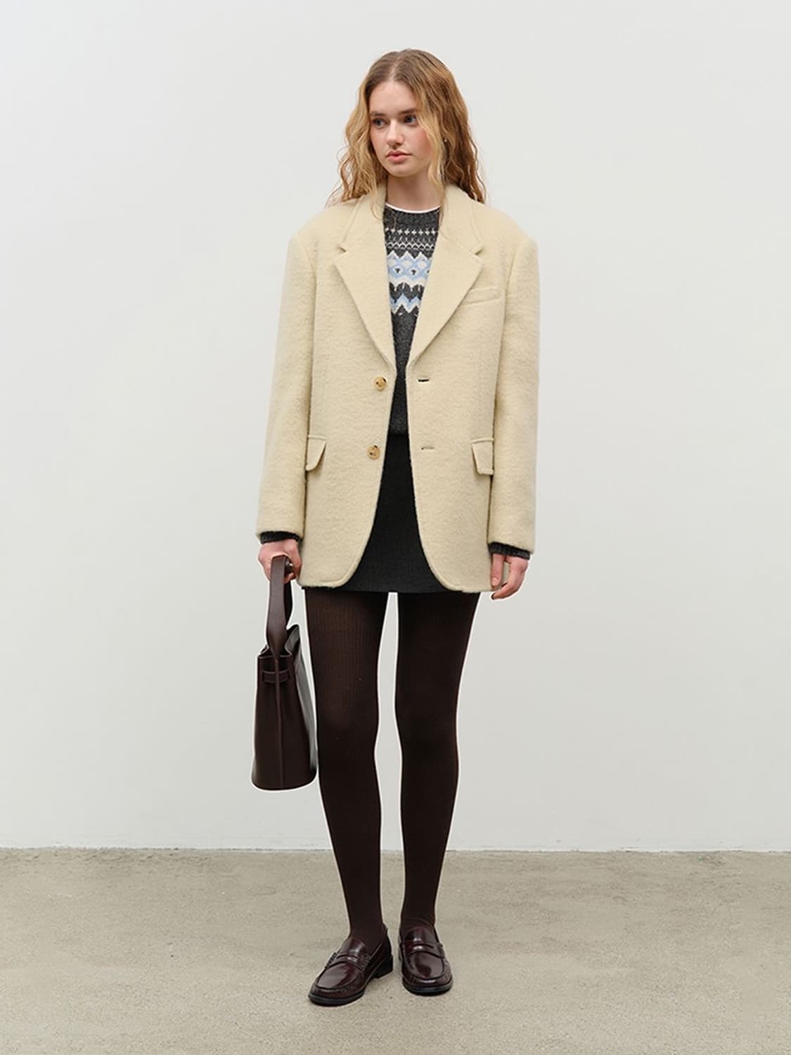 던스트 알파카 블레이저 코트 [크림베이지 / S] 상품이미지5