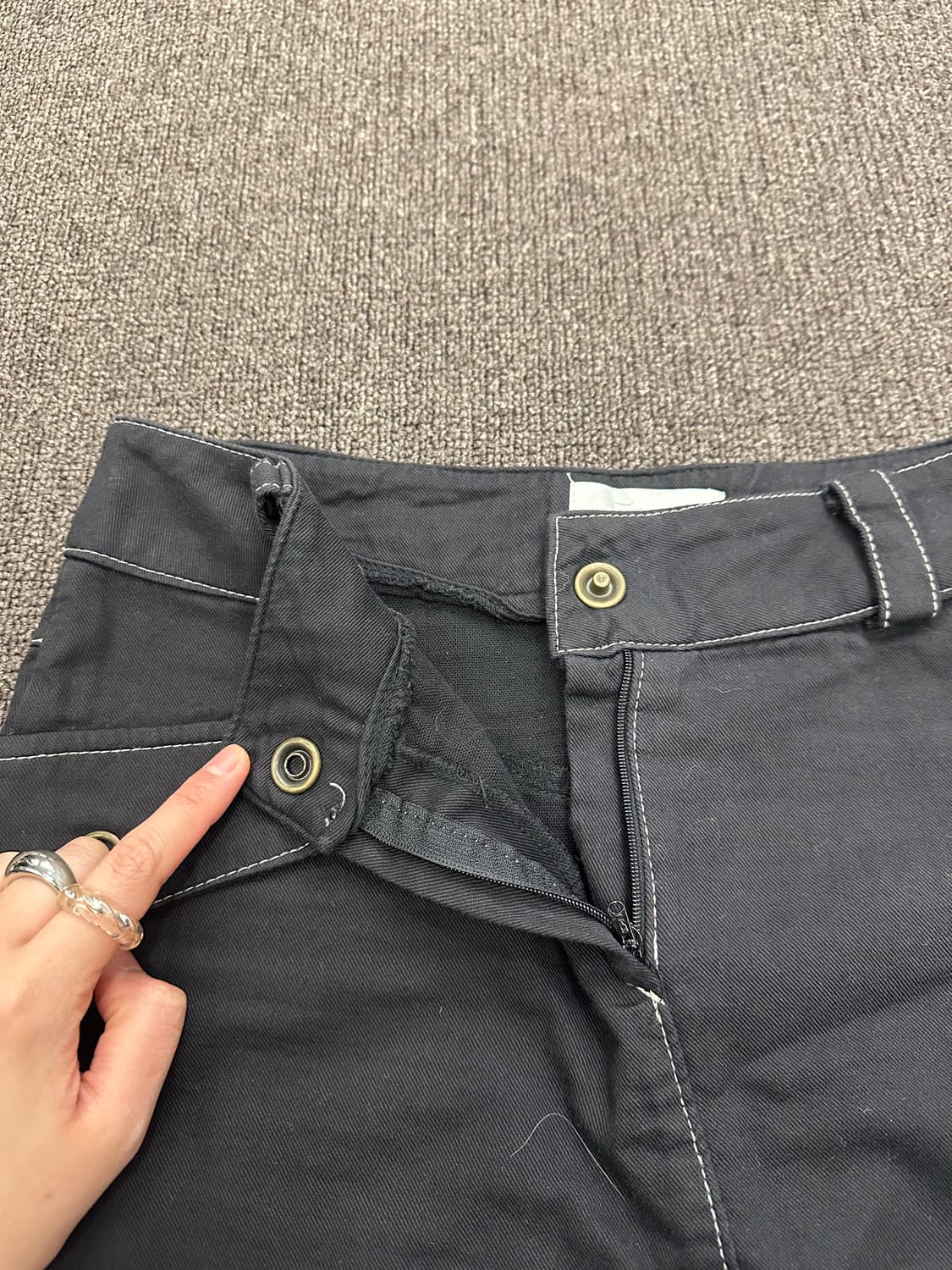 S)Japanese vintage 포켓 아일렛 디테일 트임 미니 스커트 상품이미지3