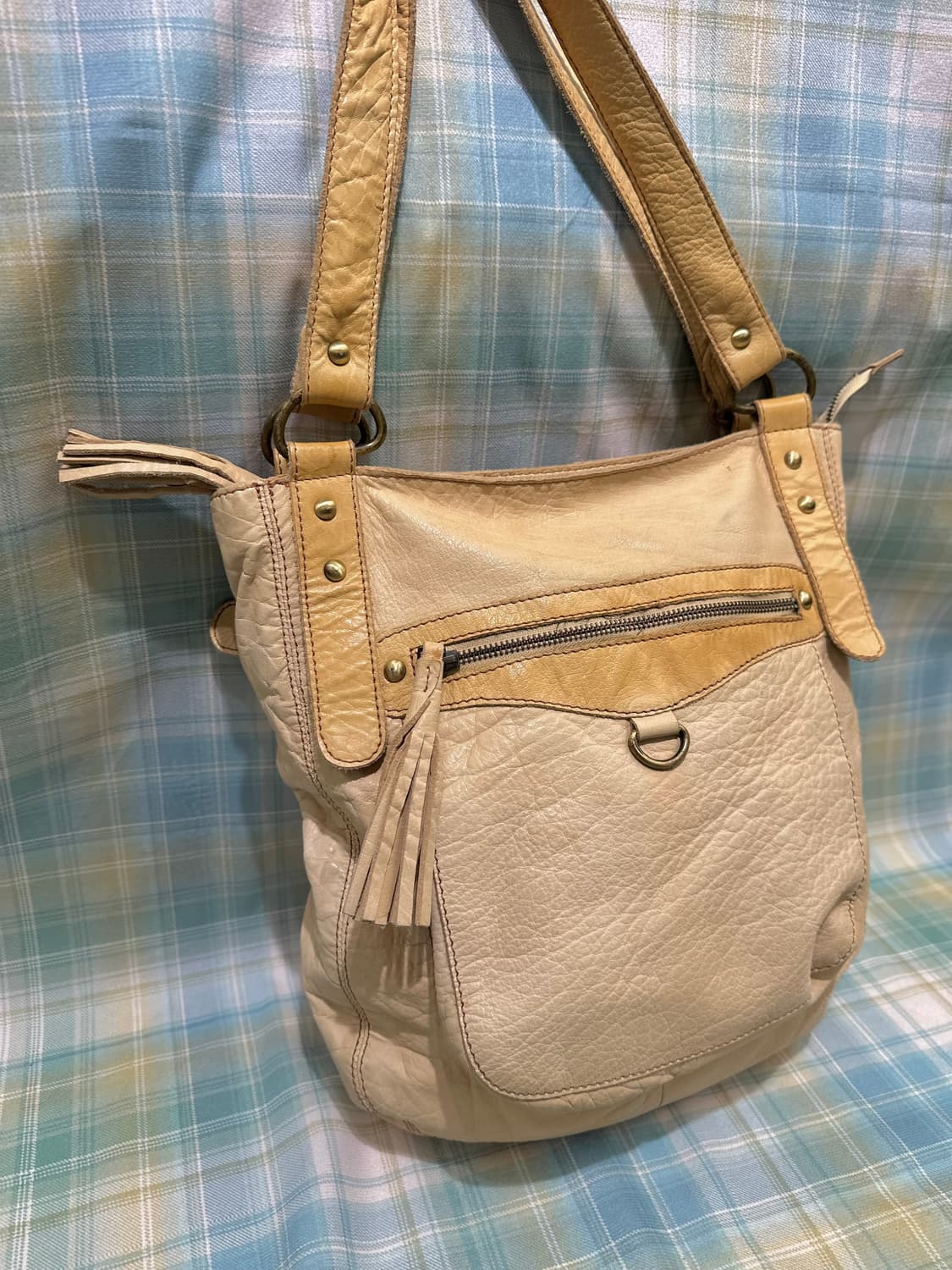 Yellow Beige Real Leather Bag 상품이미지3