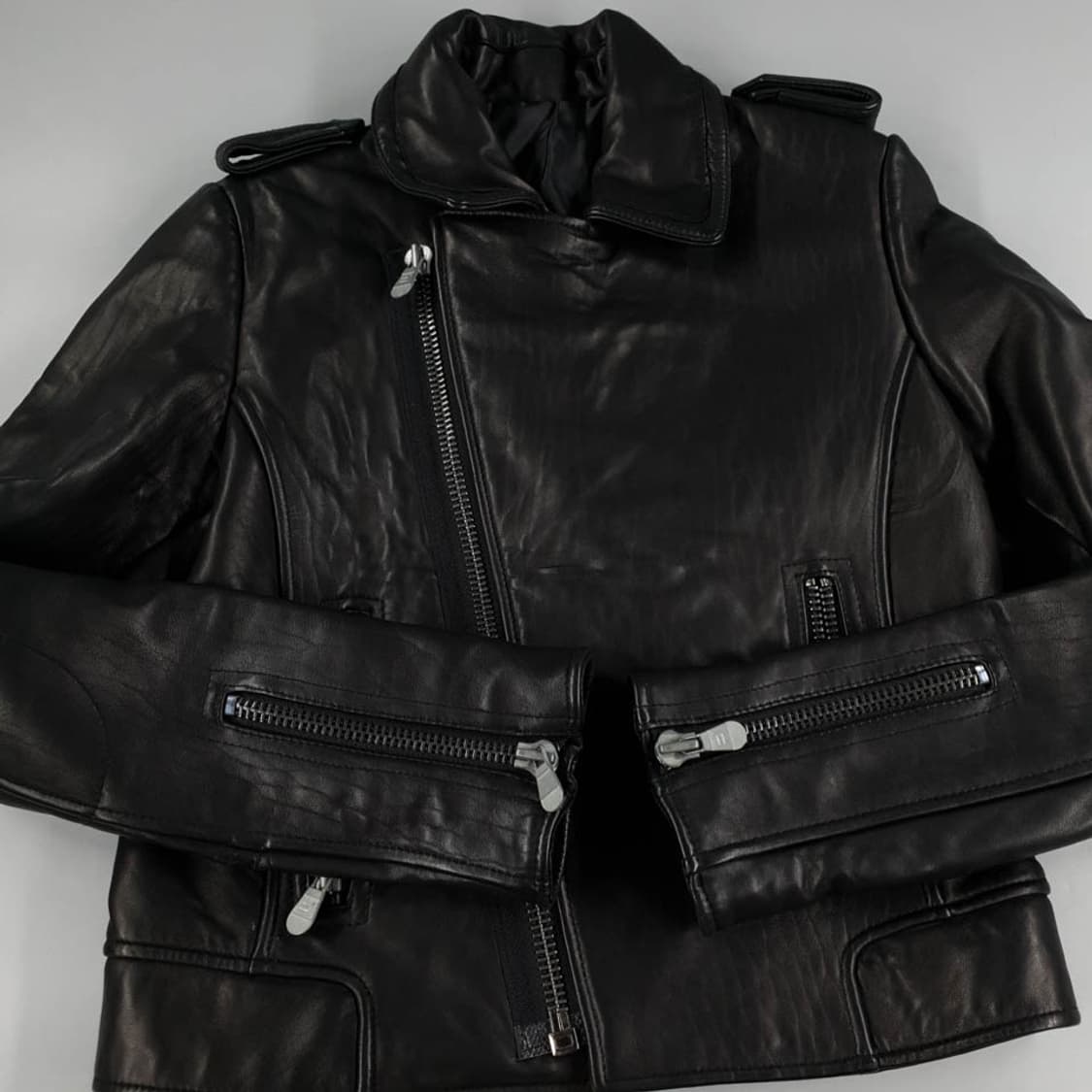 빈티지 블랙 램스킨 양가죽 와투케 Y2K 펑크 락시크  상품이미지4