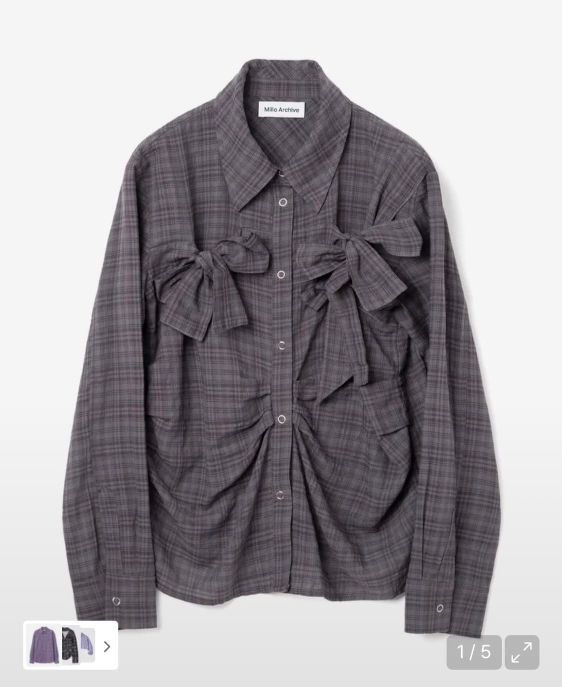 밀로우먼  리본 타이 셔츠 빈티지 퍼플 상품이미지1