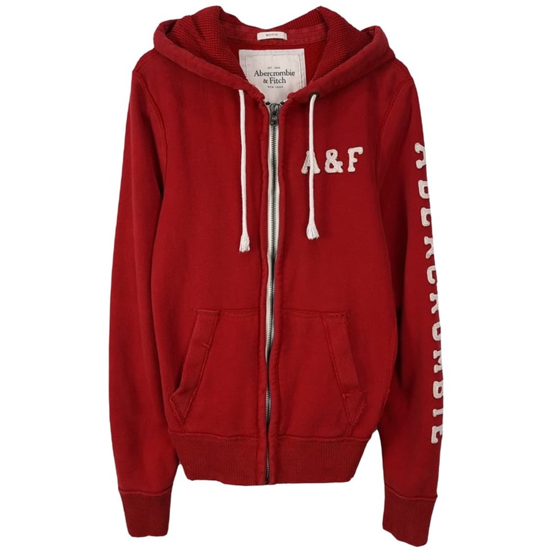 [아베크롬비] Y2K 빅로고 패치 후드 집업 레드 M18523 상품이미지2