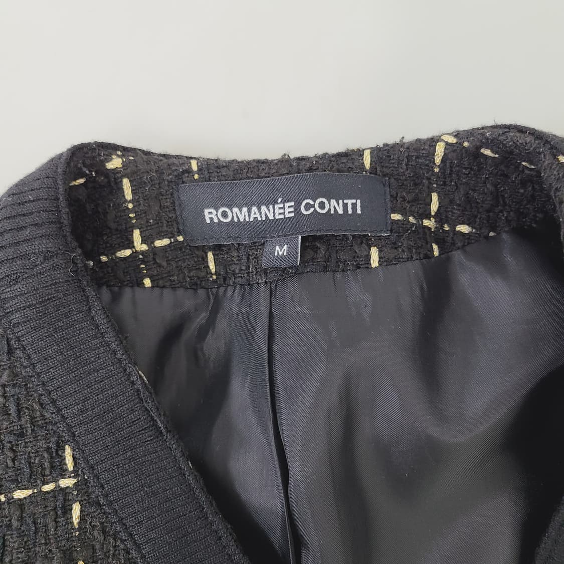 로마네꽁티 골드 체크 트위드 자켓(M) 상품이미지6