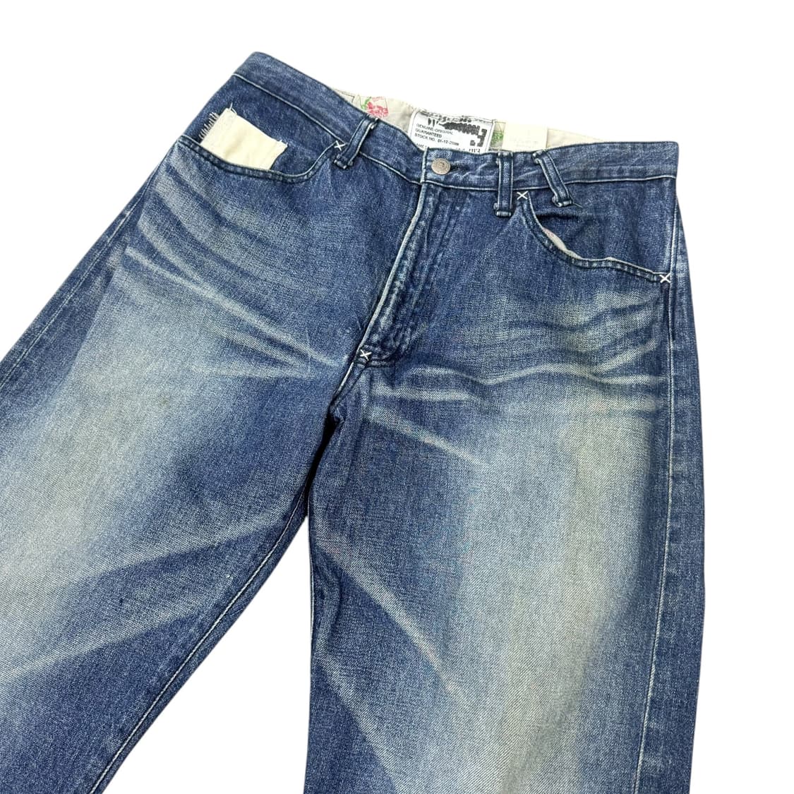 벤데이비슨 빈티지 비죠 백포켓 디테일 중청 워싱 데님 와이드팬츠 상품이미지3