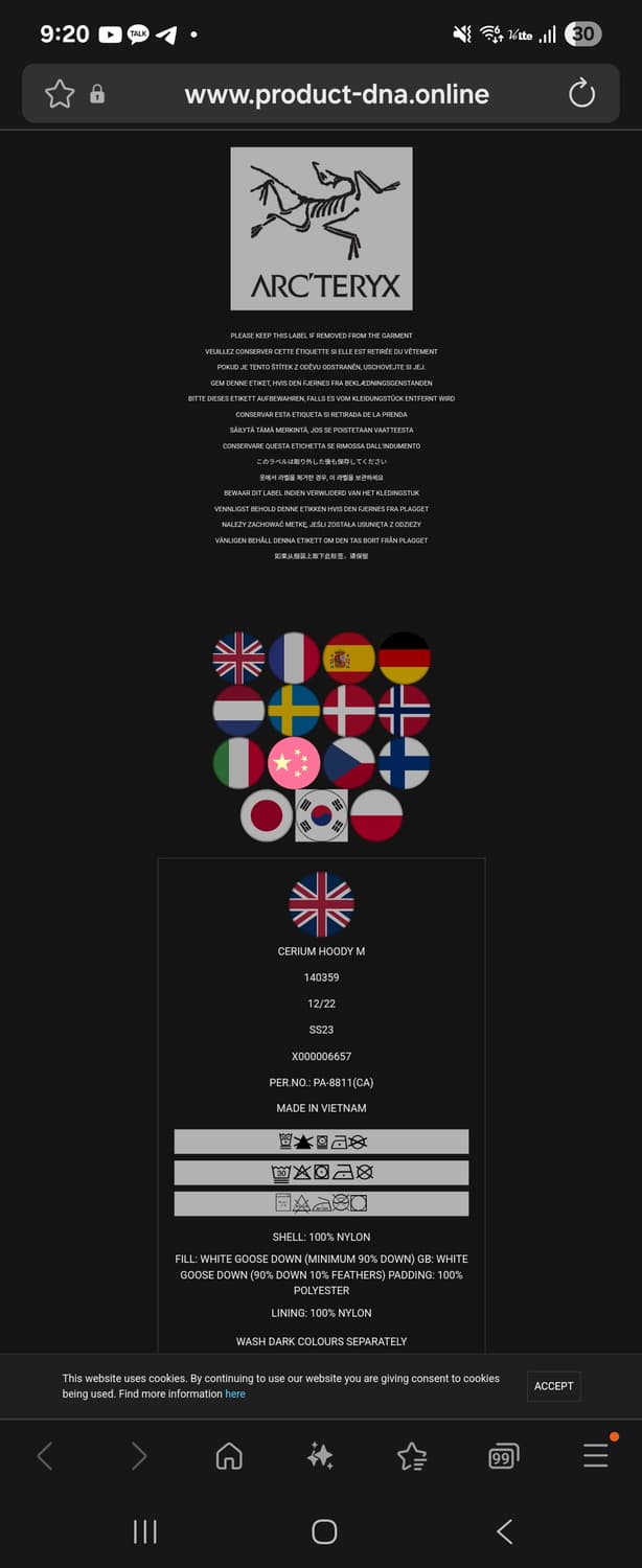 아크테릭스 세륨 패딩 M 사이즈 새상품급 팝니다 상품이미지3