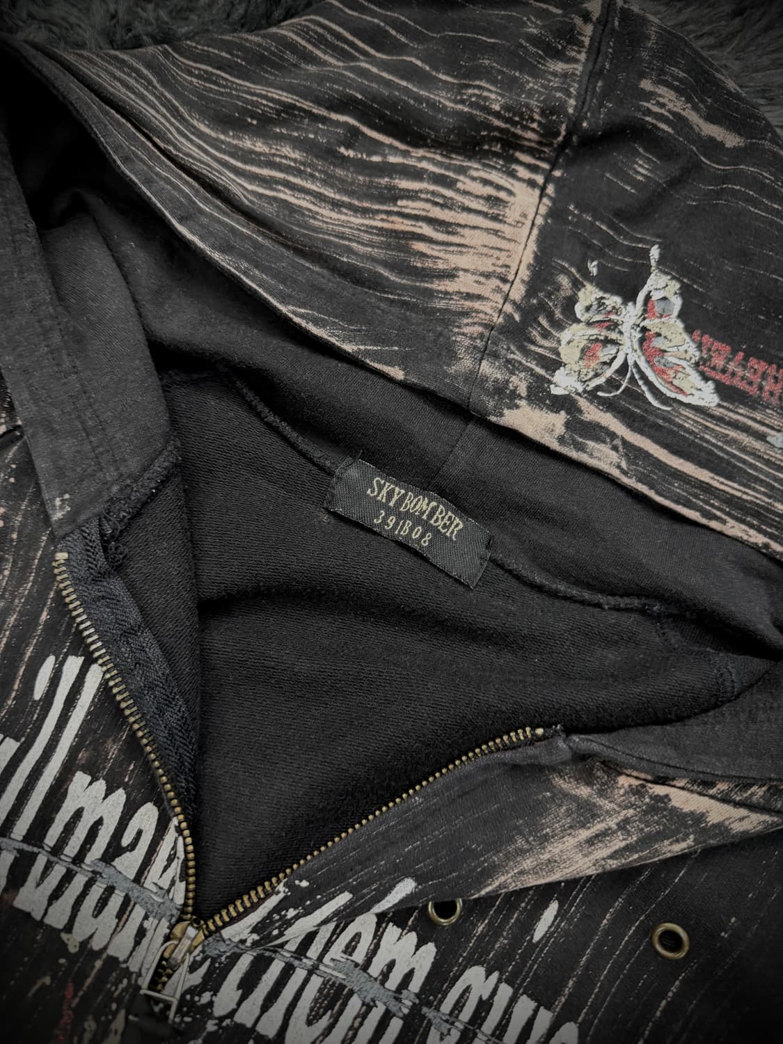 Sky bomber 브라운/블랙 시그니쳐 디자인 펑크 레터링 후드집업 상품이미지8