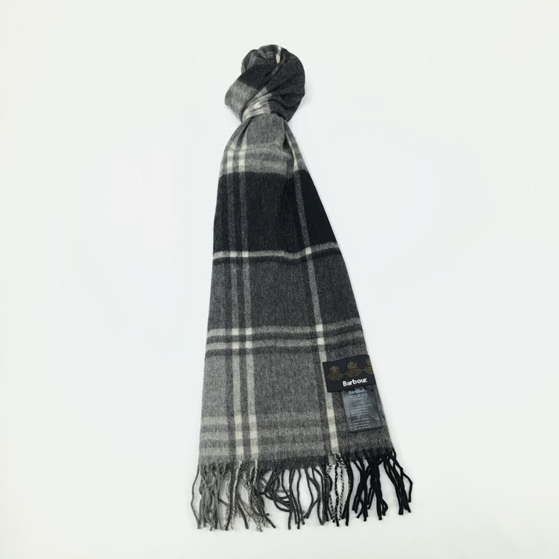 (MZ823)바버 블랙 타탄체크 램스 캐시 혼방 목도리 머플러 상품이미지2