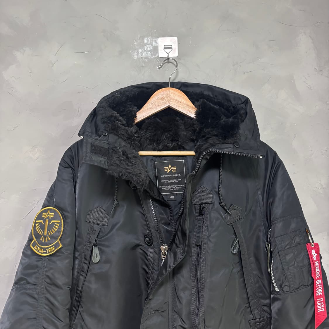 알파인더스트리 N-3B 파카 자켓 블랙 상품이미지2