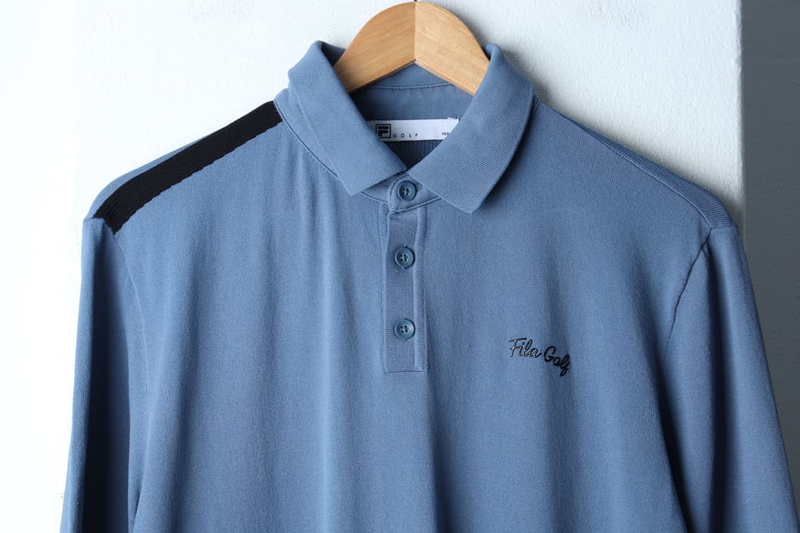 (L-XL) 휠라 반팔 카라 티셔츠 골프 기능성 연블루 부들-H30398 상품이미지3