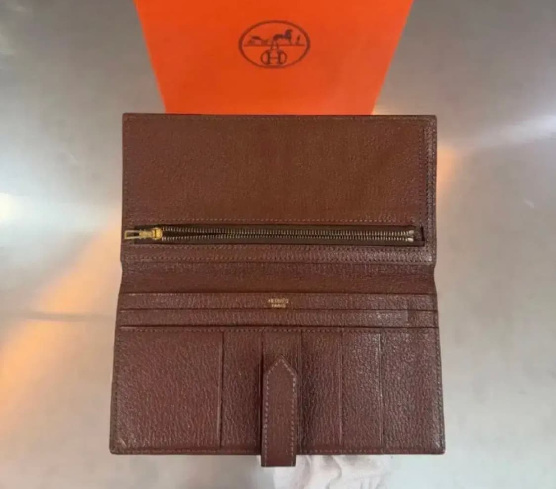 [정품] 에르메스 베안 장지갑 브라운 골드 H 감정서 포함 상품이미지4