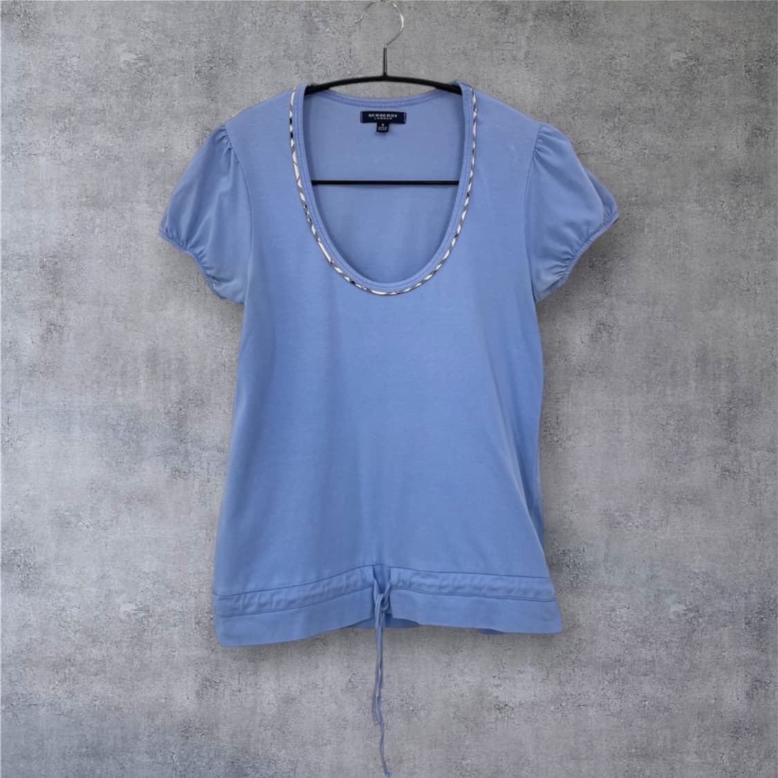 버버리 Burberry 스카이블루 U넥 캡소매 티셔츠 S 상품이미지1