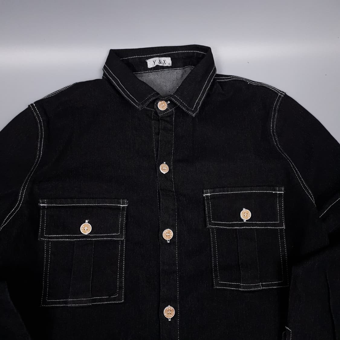 Y&X 흑청 블랙 백실버자수 데님 점프슈트 SIZE M 상품이미지3