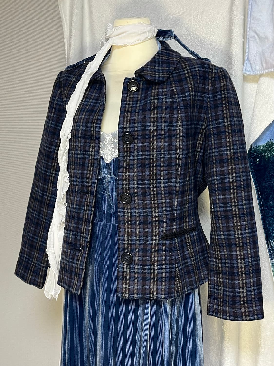 일본 빈티지 체크 울 자켓 상품이미지8