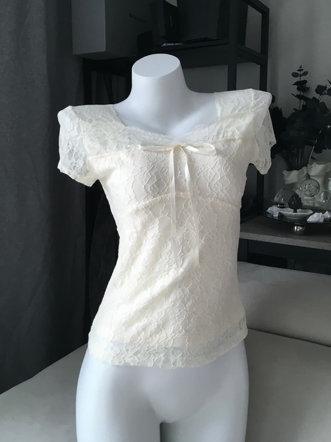 ༒ Ballet Core Lace Ribbon Top 상품이미지1