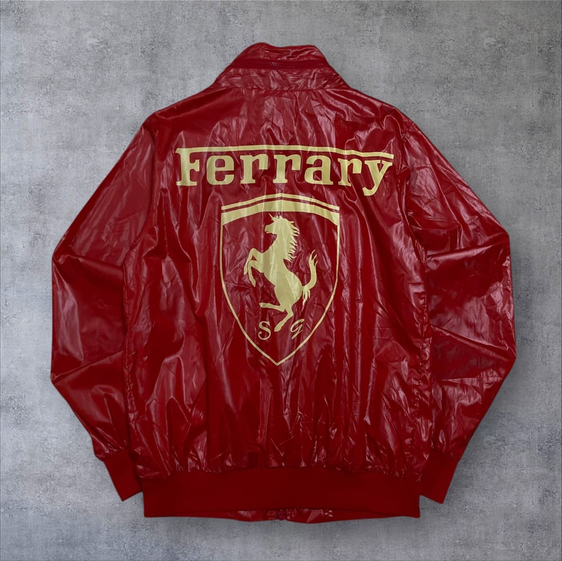 빈티지 페라리 빅로고 레드 유광 바람막이 상품이미지1