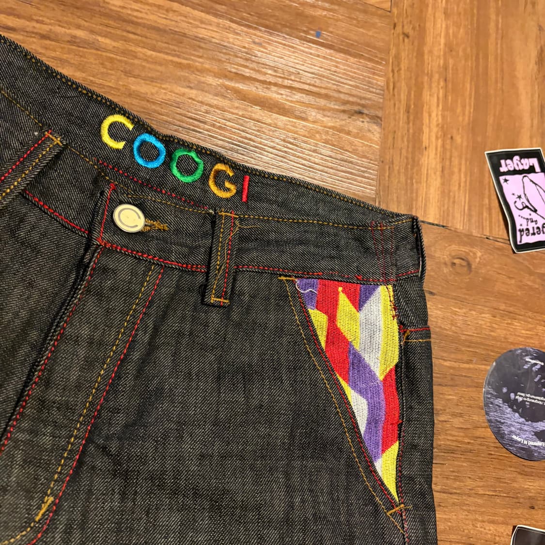 COOGI 자수 데님 와이드 스트레이트 쇼츠 상품이미지3