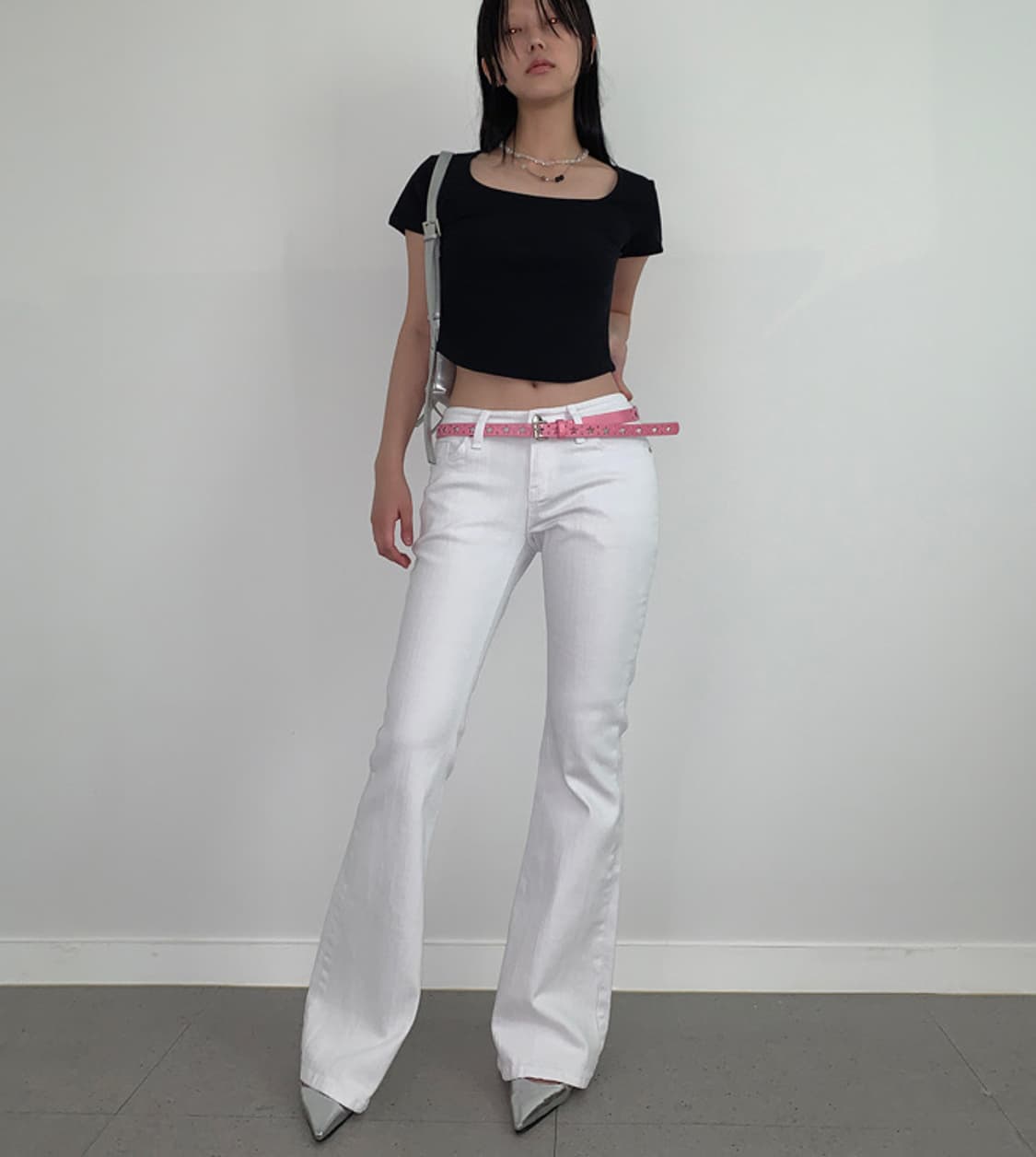 더에펠 포디 로우 부츠컷팬츠 화이트 상품이미지2