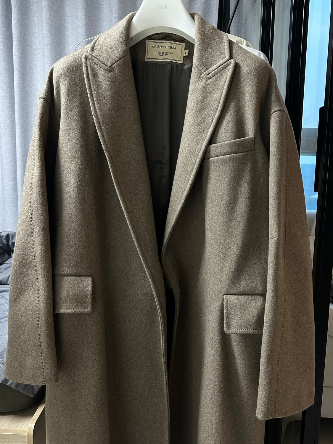 메종키츠네 울 로브코트 베이지 상품이미지6