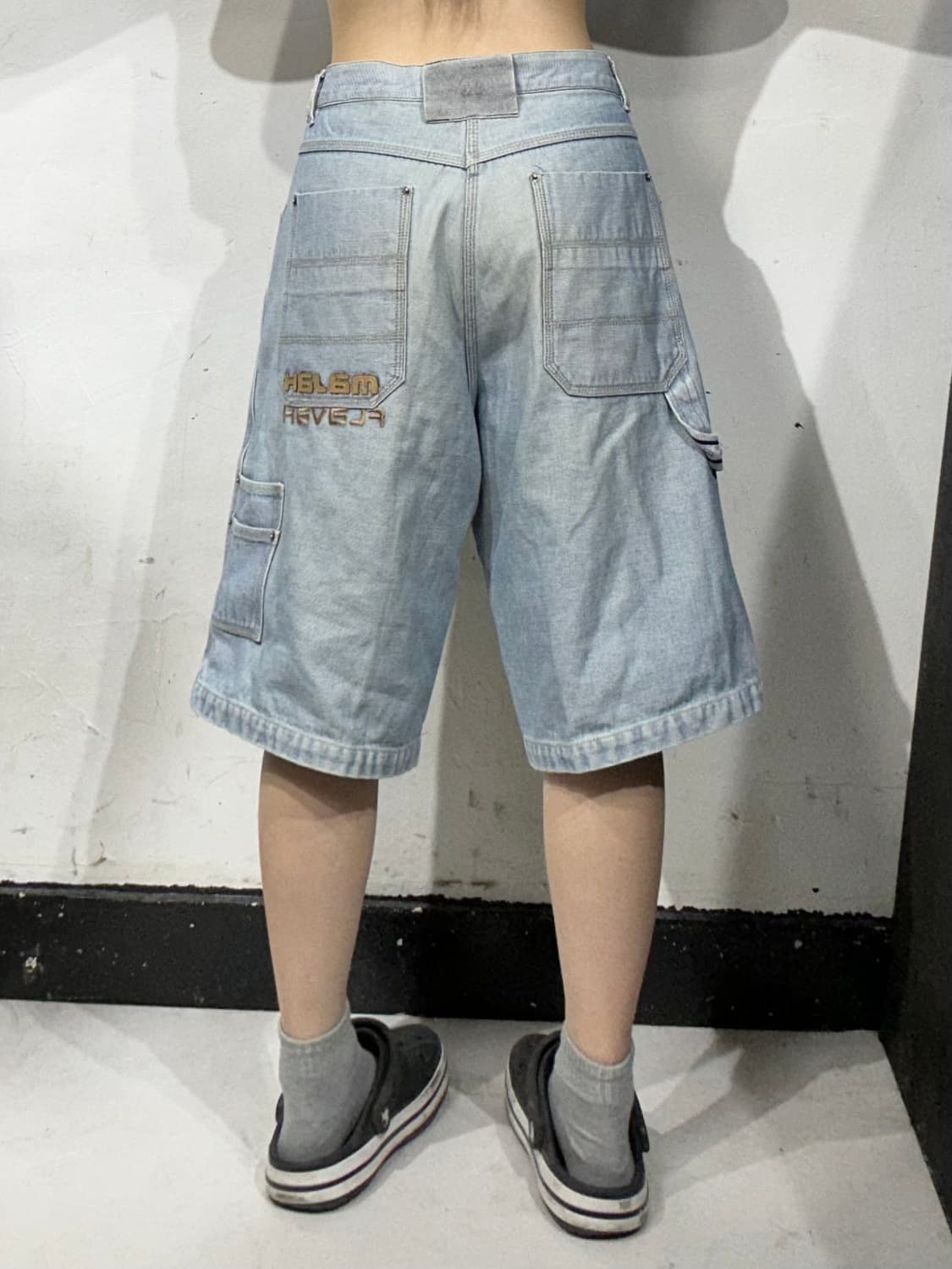 마자 플라바 연청 힙합 새깅 버뮤다 데님 팬츠 청 반바지 M 상품이미지3