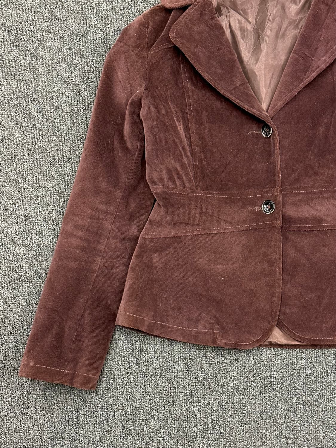 OS)Japanese vintage 여성 브라운 스웨이드 블레이저 상품이미지2