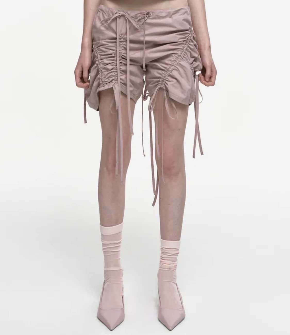 나체 STRAP SHIRRING SHORTS DUSTY PINK 상품이미지2