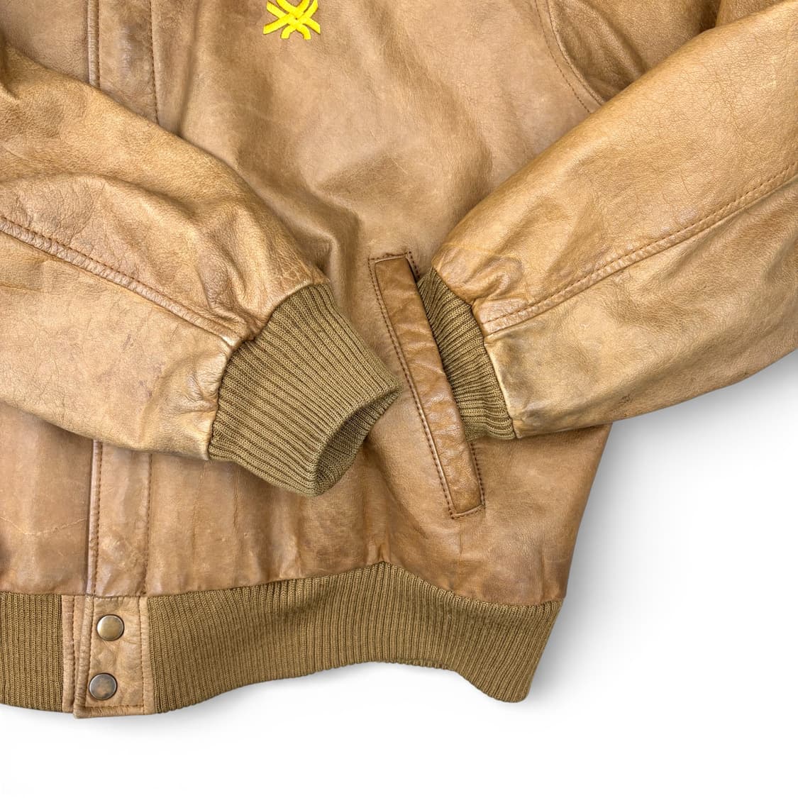 1991 베네통 레더 봄버 자켓 상품이미지6