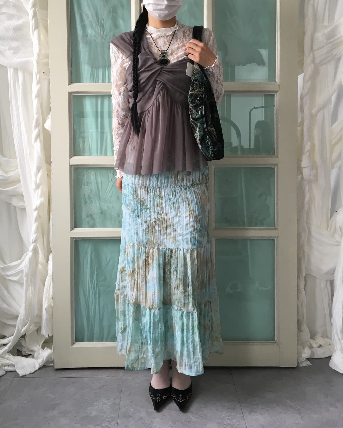 Layering point mesh sleeveless 상품이미지1