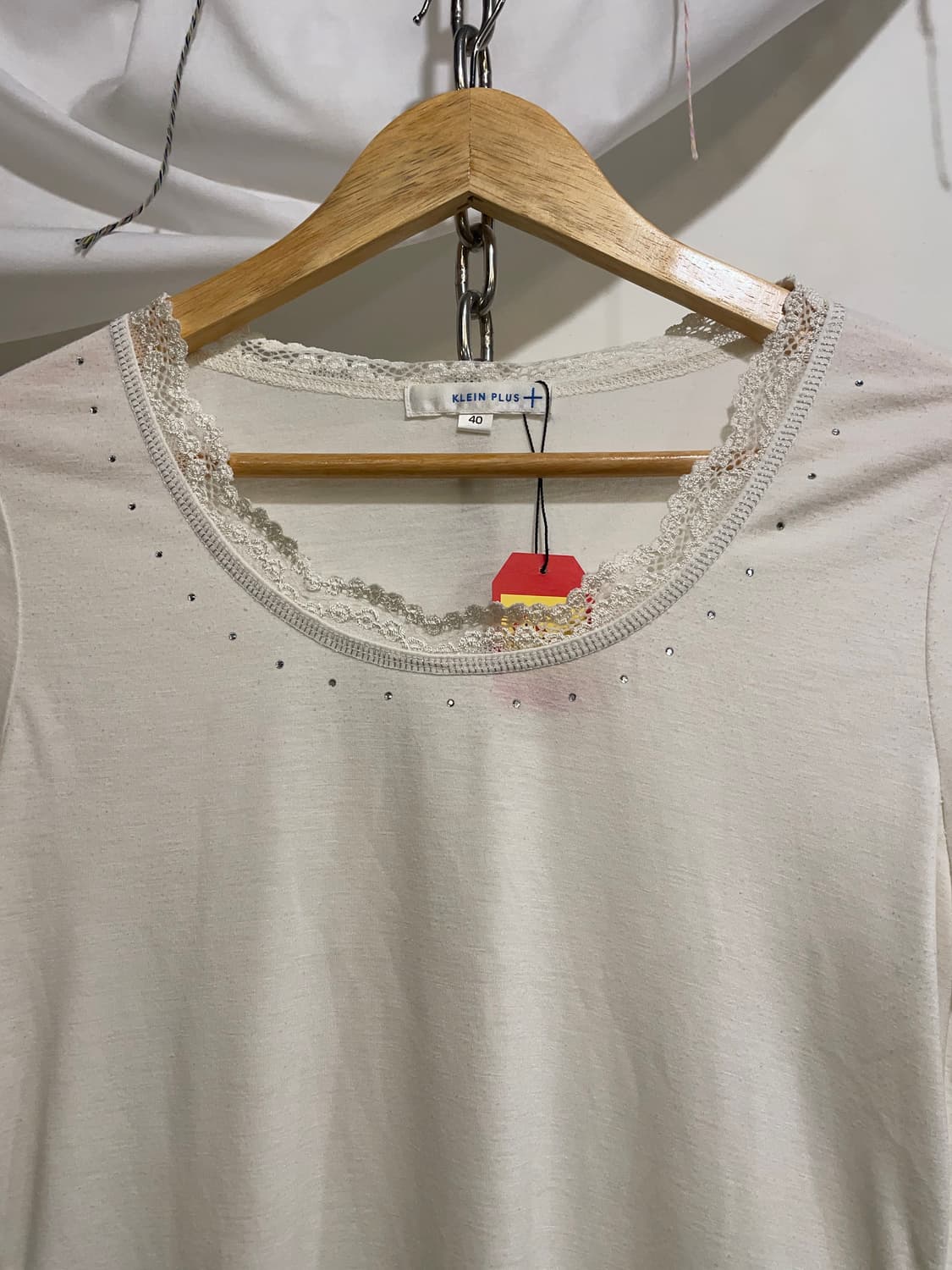 레이스 큐빅 디테일 화이트 롱슬리브 모리 러블리 상품이미지3