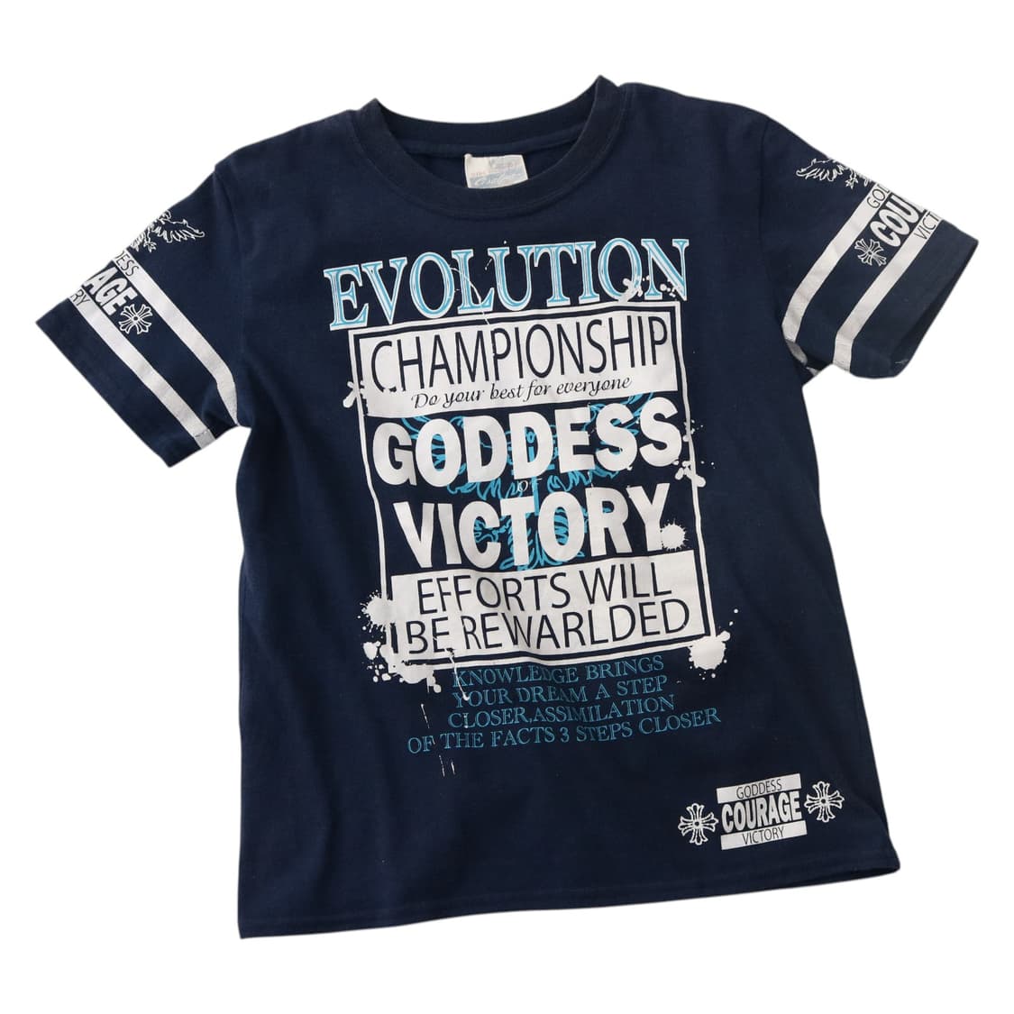 CISALPIN 시살핀 빈티지 그래픽 고딕 크로스 네이비 반팔 티셔츠 상품이미지1