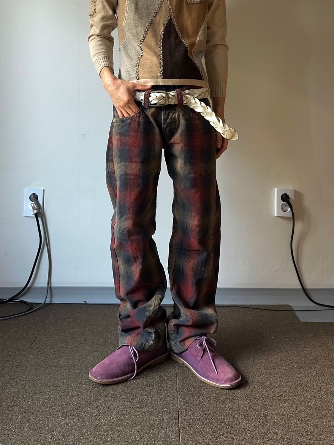 Guess Luxury Jeans 옴브레 체크 트라우저 상품이미지1