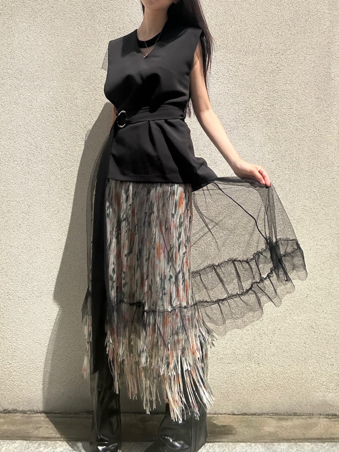 Brush pattern fringe art skirt  상품이미지5