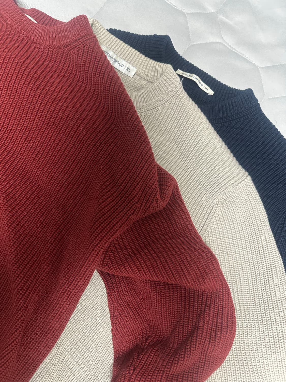 인템포무드 하찌니트 XL 와인/네이비/머드베이지 상품이미지1