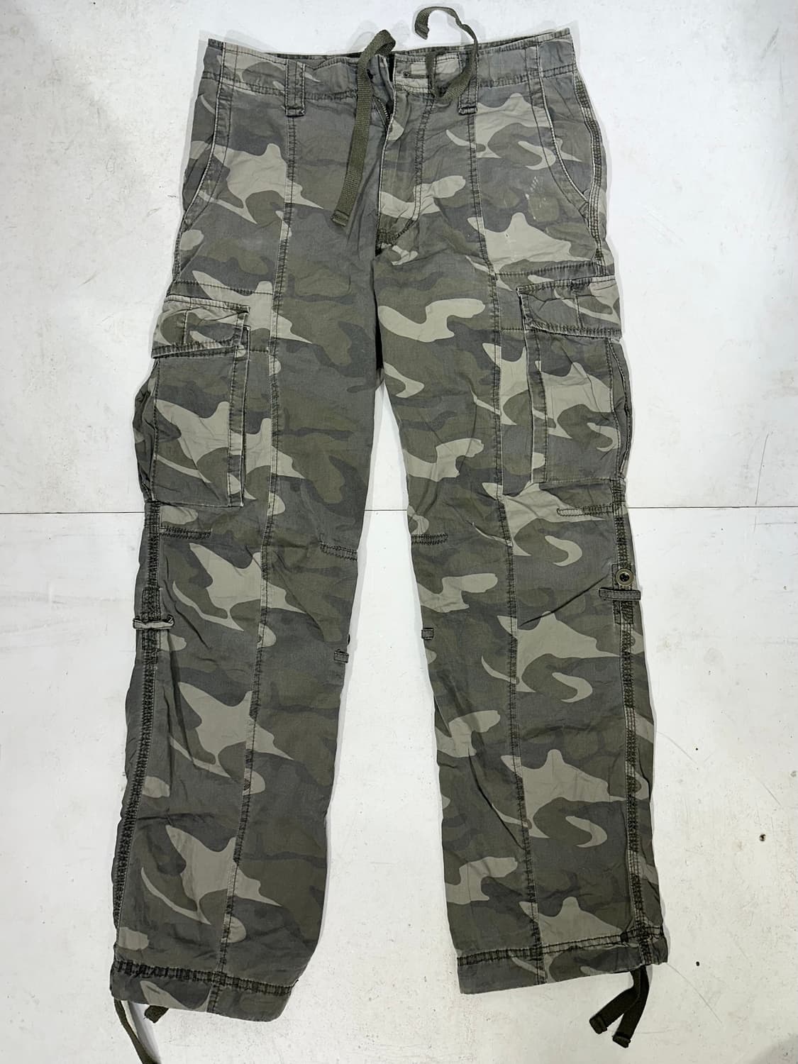 일본 빈티지 카키 와이드 카고 팬츠 밀리터리 카모 바지  상품이미지4