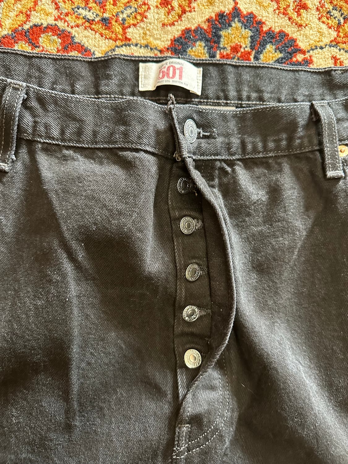 빅사이즈]00s 리바이스 501 흑청 스트레이트 데님 팬츠 상품이미지3