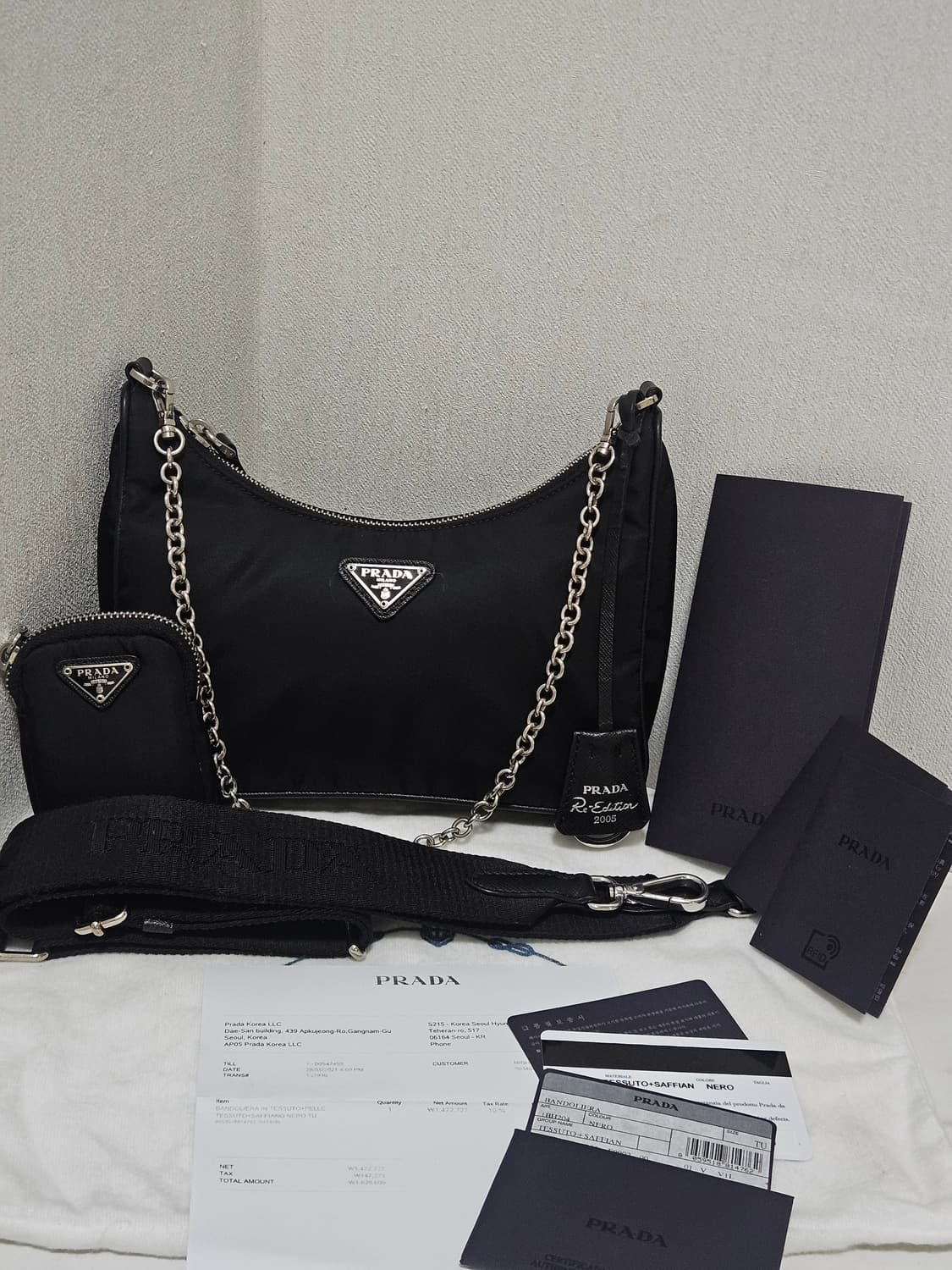 [새상품급]프라다 리나일론 테수토 은장 체인 호보백 상품이미지1