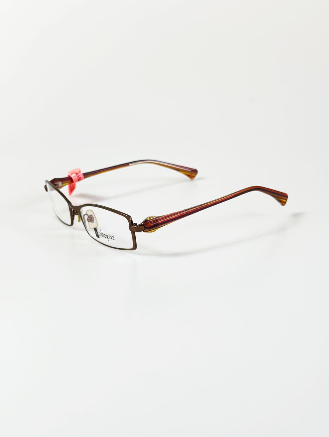 OKOKOZ 브라운 티타늄 메탈 슬림 스퀘어 빈티지 안경 상품이미지3