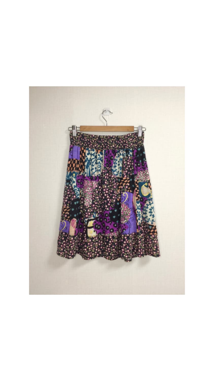 츠모리치사토 에스닉 패치 퍼플 밴딩 미디 스커트 상품이미지1