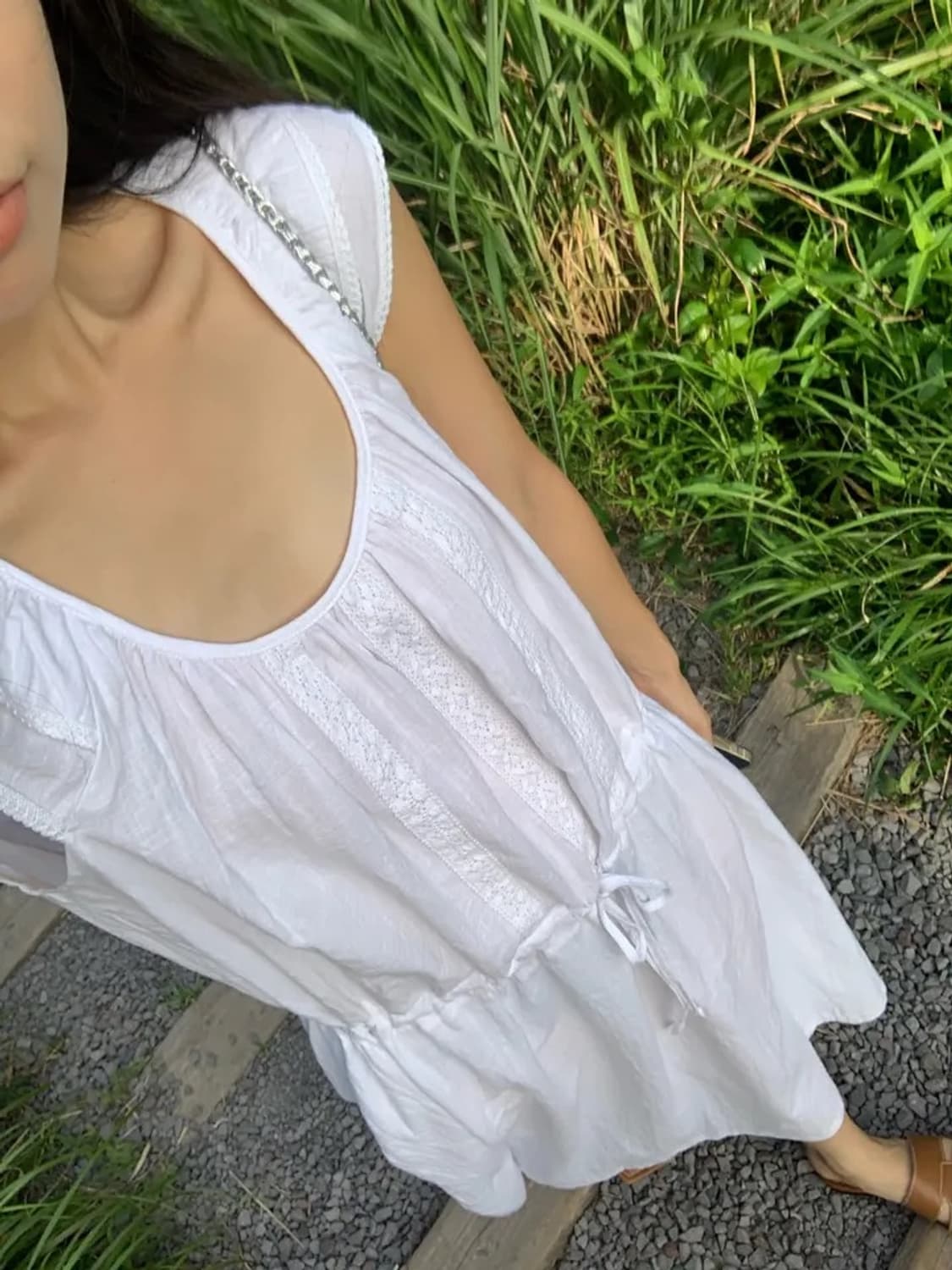 비스포크우먼 모리걸 가든 레이스 린넨 롱원피스 상품이미지2